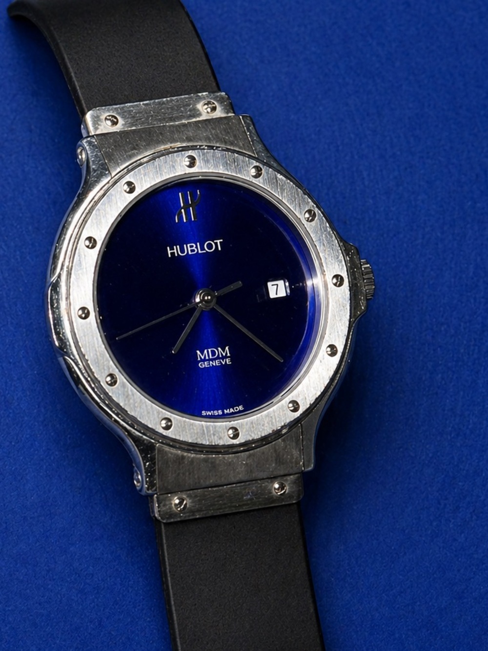 Hublot MDM Genève Classic 32mm Blue Dial Quartz Steel Rubber Ladies Watch